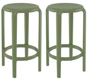 Tacoma Olive Green 75cm Polypropylene Stools In Pair