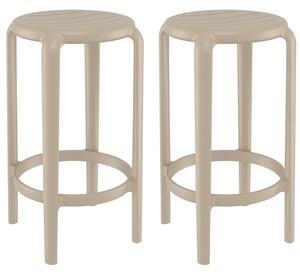Tacoma Taupe 75cm Polypropylene Stools In Pair