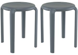 Tacoma Dark Grey 45cm Polypropylene Stools In Pair