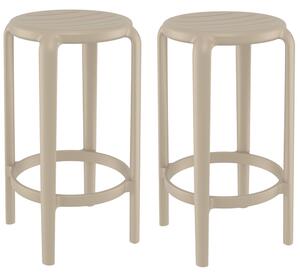 Tacoma Taupe 65cm Polypropylene Stools In Pair