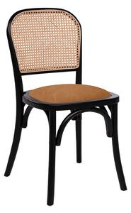 Salado Natural Rattan Bistro Chair With Gold Velvet Seat