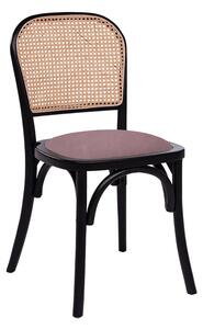Salado Natural Rattan Bistro Chair With Pink Velvet Seat