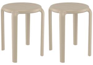Tacoma Taupe 45cm Polypropylene Stools In Pair