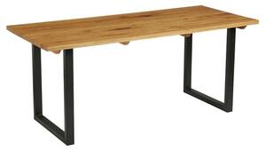 Worley 180cm Wooden Dining Table In Character Oak And Black