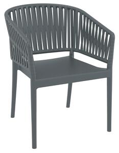 Penwell Polypropylene Outdoor Armchair In Dark Grey