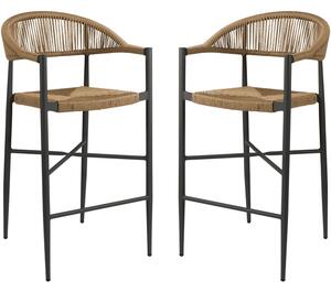 Alamosa Natural Rattan Bar Stools With Aluminium Frame In Pair