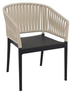 Penwell Polypropylene Outdoor Armchair In Black And Taupe