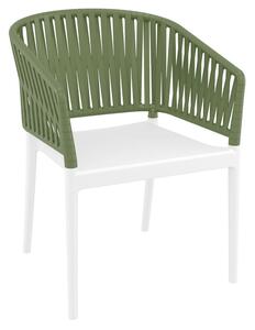 Penwell Polypropylene Outdoor Armchair In White And Olive Green