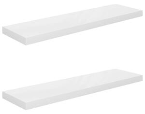 Floating Wall Shelves 2 pcs High Gloss White 90x23.5x3.8 cm MDF