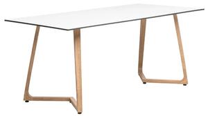 Wichita 12mm HPL Top White Dining Table 180cm with Oak Legs