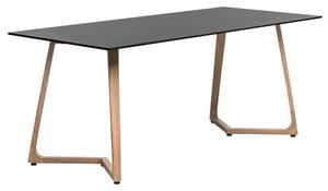 Wichita 12mm HPL Top Black Dining Table 180cm with Oak Legs