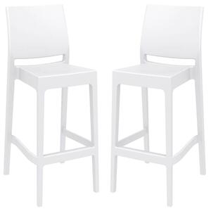 Mesa White Polypropylene Bar Stools With Glass Fiber In Pair