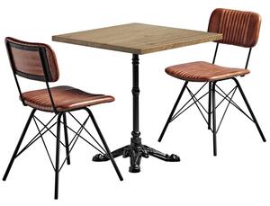 Dinas Wooden Dining Table With 2 Brown Chairs