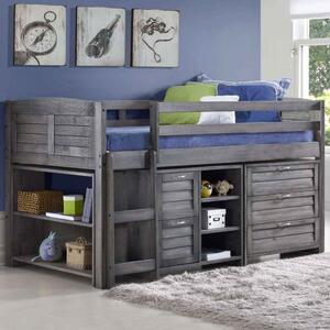 Camden Wooden Children Mid Sleeper Bed Left Ladder In Dark Grey