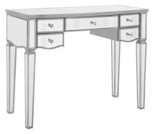 Elyssa Glass Dressing Table With 5 Drawers In Silver