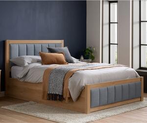 Bluefield Wooden Ottoman Storage King Size Bed In Grey And Oak