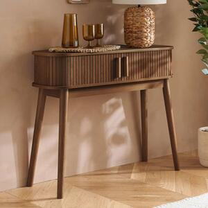 Avenel Wooden Console Table With 2 Sliding Doors In Walnut