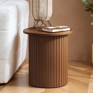 Avenel Wooden Round Side Table In Walnut