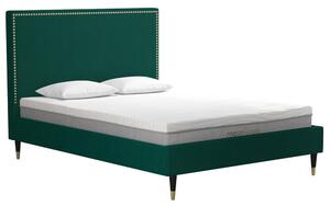 Tamper Velvet Double Bed In Green
