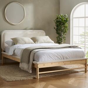 Eustis Wooden Double Bed In White And Oak