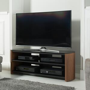 Flare Wooden TV Stand With 2 Shelves In Walnut And Black