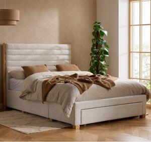 Arnhem Velvet Double Bed With 3 Drawers In Grey