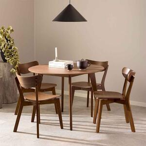 Riga Wooden Dining Table With 4 Chairs In Walnut