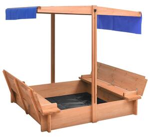 Yucaipa Wooden Boat Sandbox With Adjustable Roof In Natural And Blue