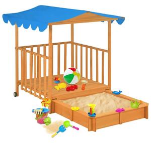 Yakima Wooden Kids Playhouse With Sandbox In Natural And Blue