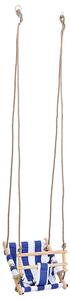 Vineland Wooden Baby Swing With Safety Belt In Blue And Natural