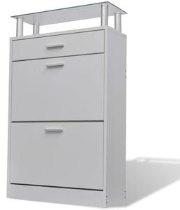 Juneau Glass Top Shoe Storage Cabinet In White