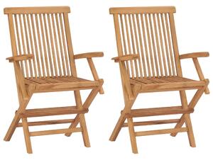 Folding Garden Chairs 2 pcs Solid Teak Wood