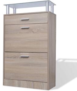 Juneau Glass Top Shoe Storage Cabinet In Oak