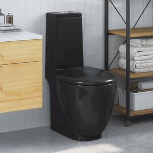 Adel Black Close Coupled Toilet With Horizontal Outlet - Soft Close Seat