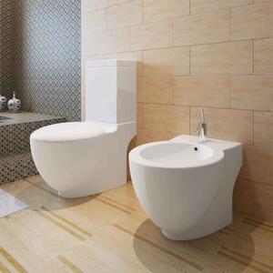 Adel White Close Coupled Toilet And Bidet With Vertical Outlet - Soft Close Seat