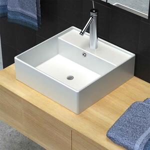 Aberdeen Square Countertop Basin Without Waste 410mm Wide 1TH - White