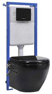 Adel Black Rimless Wall Hung Toilet Pack With Bidet Function - Soft Close Seat