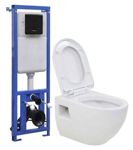 Abingdon White Wall Hung Toilet Pack With Black Flush Plate - Soft Close Seat