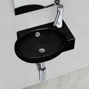 Albuquerque Oval Wall Hung Basin Without Waste 410mm Wide 1TH - Black
