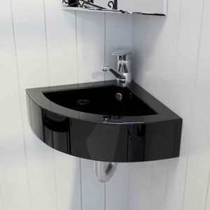 Alpharetta Wall Hung Corner Basin Without Waste 450mm Wide 1TH - Black