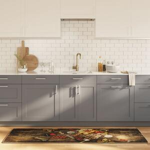 Biloxi Polyester Anti-Slip Kitchen Rug - Brown