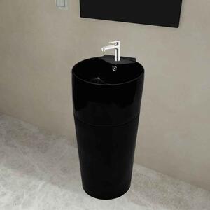 Albuquerque Freestanding Round Basin WIth Overflow - Black