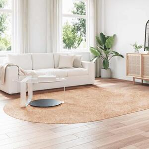 Biloxi Polyester Oval High Pile Shaggy Rug - Beige