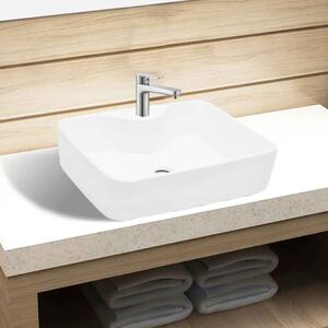 Altoona Rectangular Countertop Basin Without Waste 480mm Wide 1TH - White
