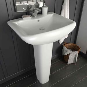 Allen Rectangular Full Pedestal Basin Without Waste 580mm Wide 1TH - White