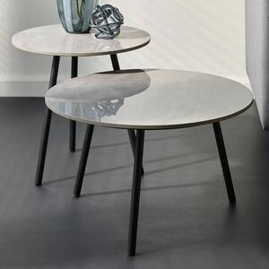 Cicero Sintered Stone Marble Effect Tops Nesting Side Tables - Grey