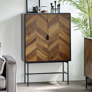 Decatur Wooden Storage Cabinet With 2 Doors - Light Brown And Black