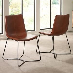 Kerrville Brown PU Leather Dining Chairs - Pair