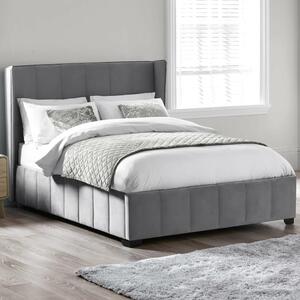 Kokomo Velvet Double Bed - Grey
