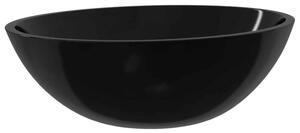 Tacoma Oval Countertop Basin Without Waste 500mm Wide 0TH - Black Glass